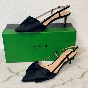 Kate Spade Marseille Slingback Pumps Satin Bow Kitten Heel Size 9